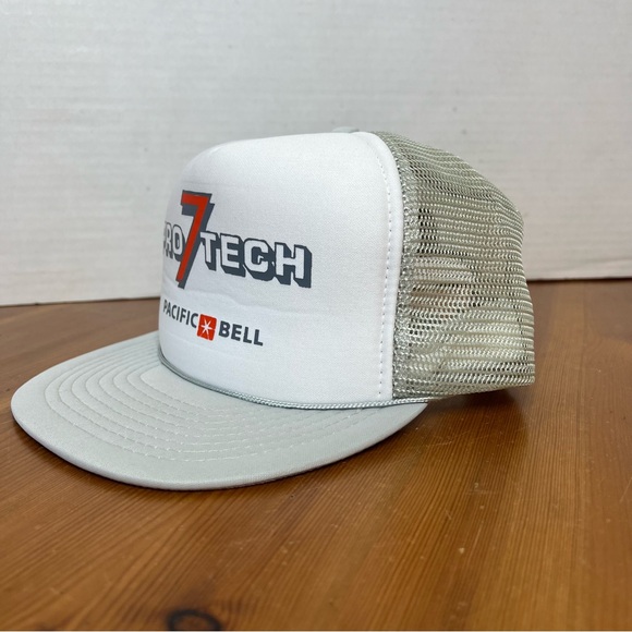 Vintage 80s Pacific Bell SnapBack Rope Trucker Hat Cap Mesh Pro 7 Tech. - Picture 6 of 10